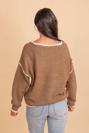 brown oversized long sleeve sweater