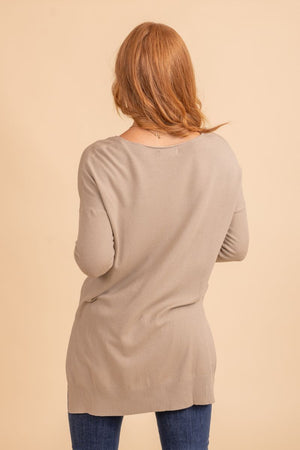 light brown long sleeve oversized top 