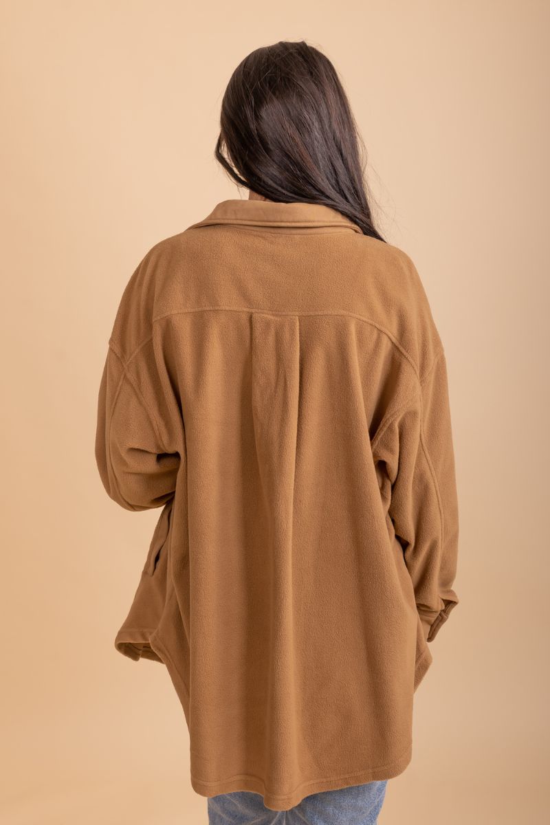long sleeve collared brown fall jacket
