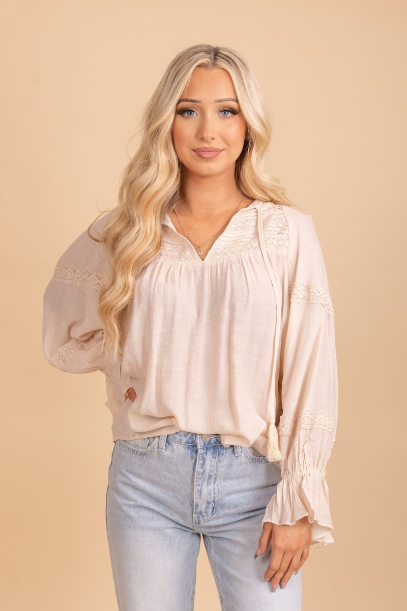 white lace detail flowy top