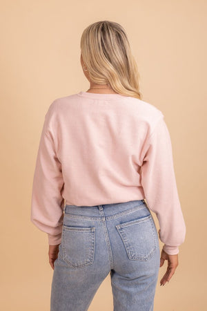 Pink long sleeve ribbed pullover