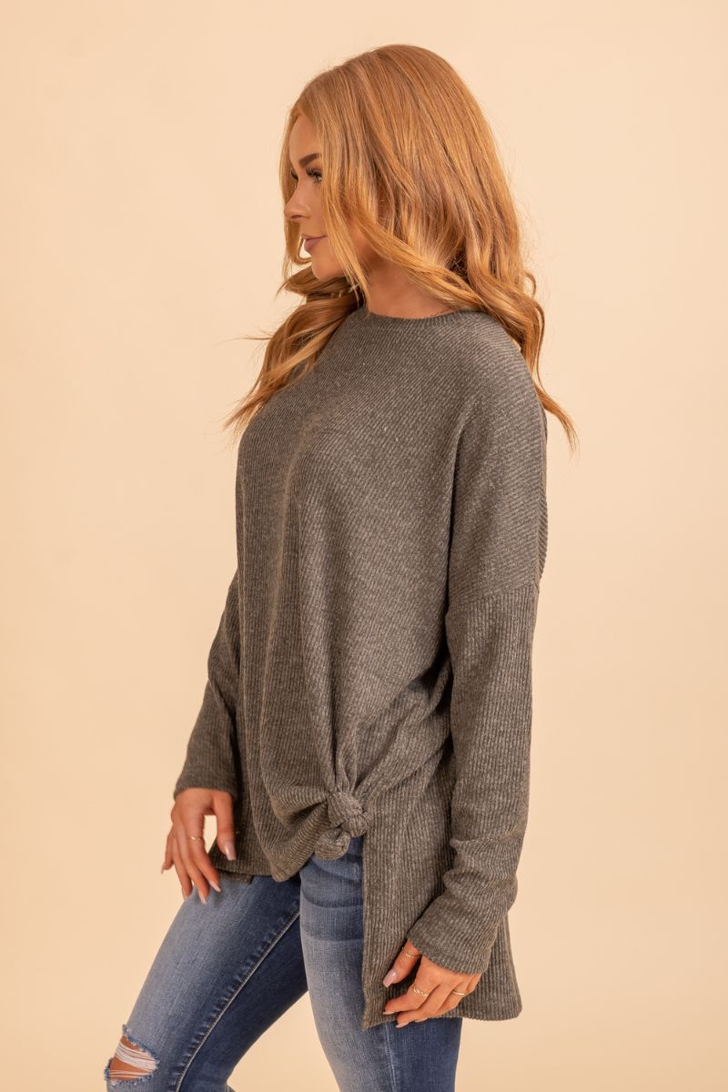 womans tie front long sleeve oversized sweater