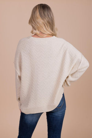 cream textured knit sweater