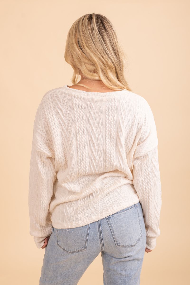 white long sleeve fall sweater