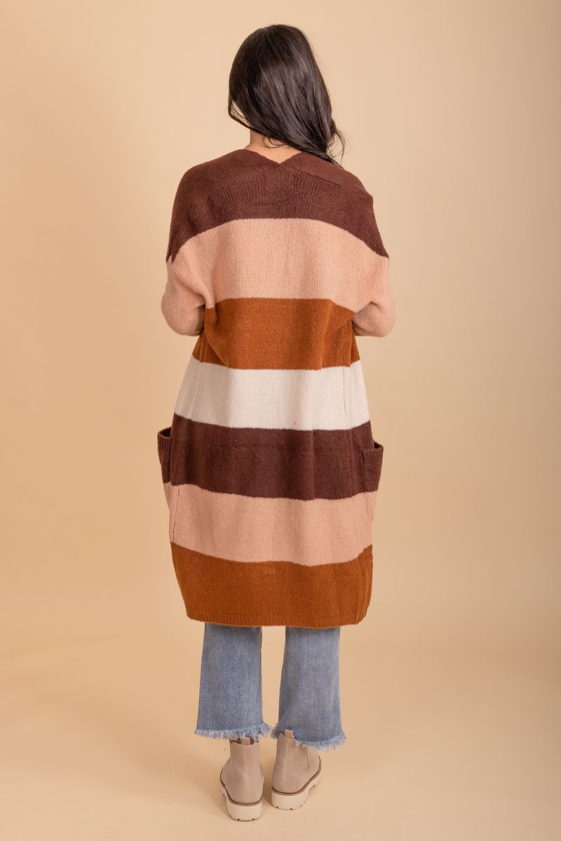 warm colored sweater long length cardigan