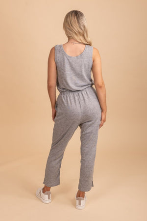 tank gray cinched waste jumpsuit