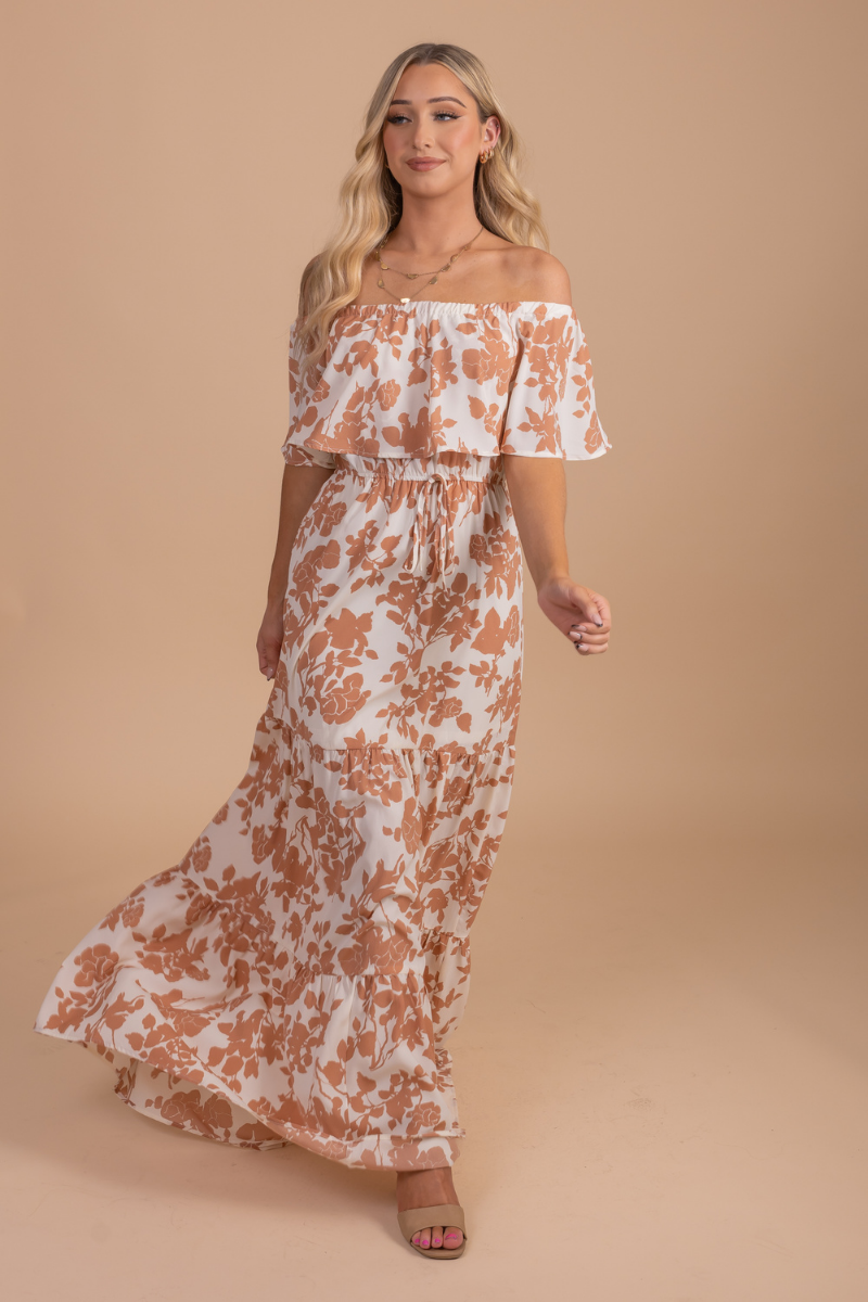 A Bed Of Flowers Off Shoulder Maxi dress