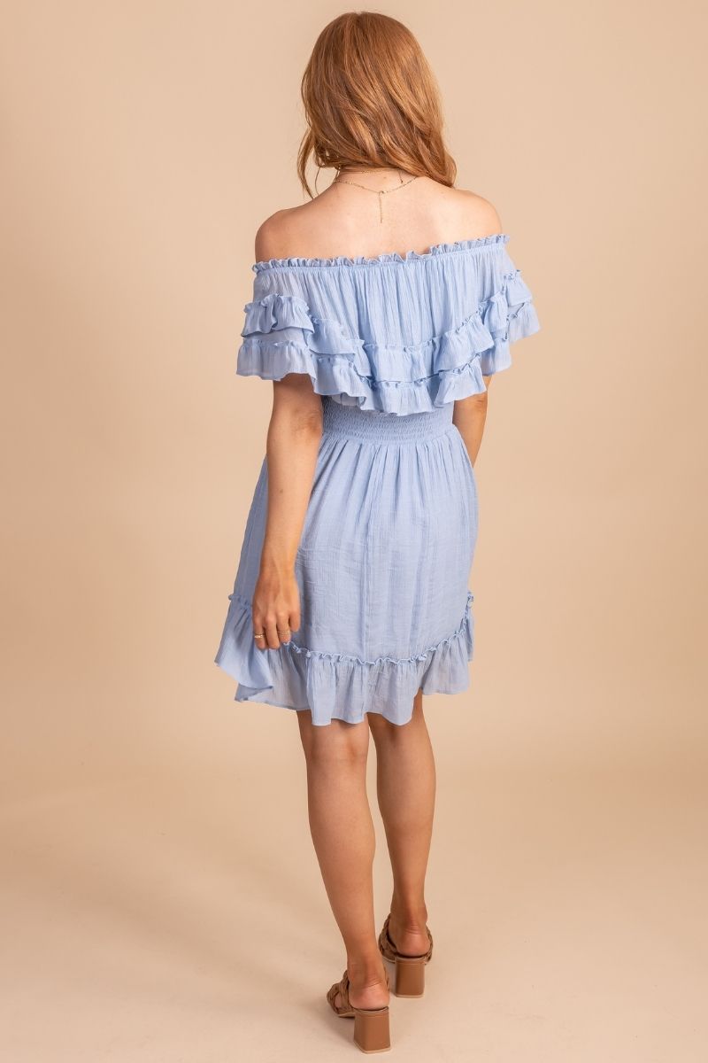 Ruffled off-shoulder mini dress 