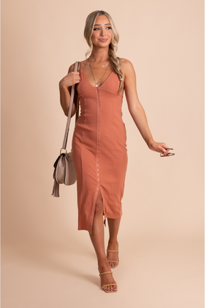 women's boutique casual button summer midi dress