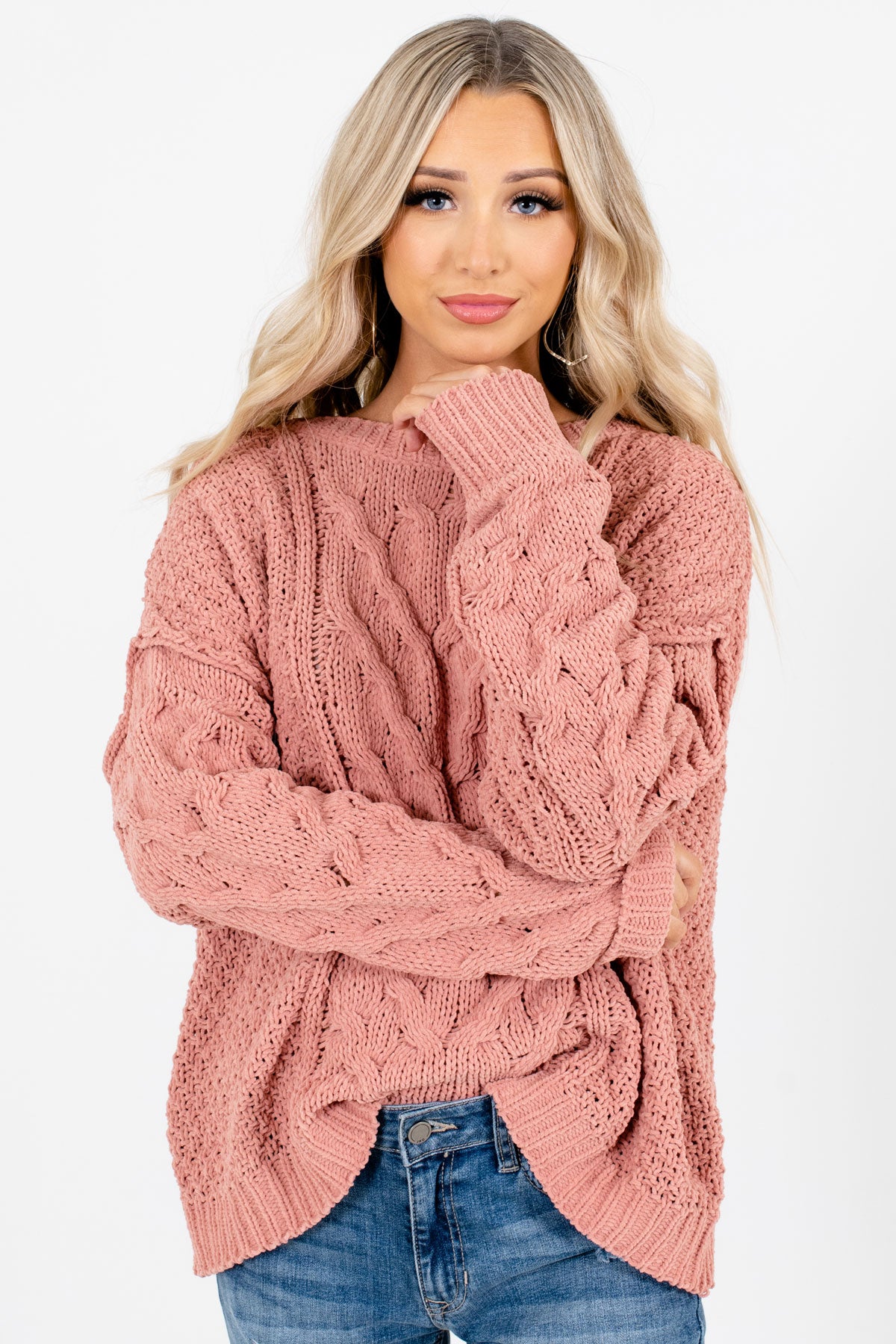 Women's Coral Casual Everyday Boutique Sweaters