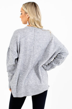Women's Gray Knit Material Boutique Sweater