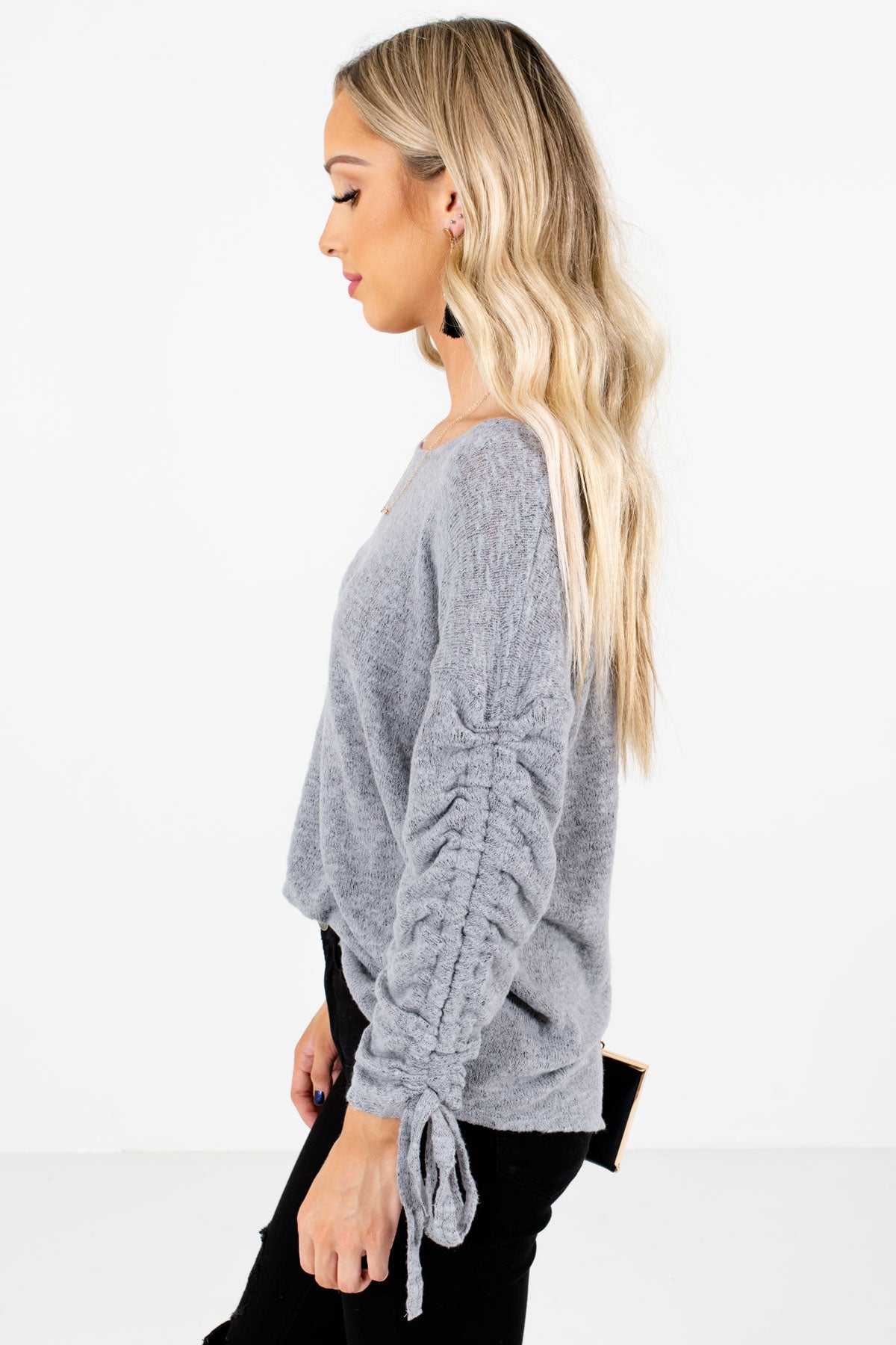 Heather Gray Warm and Cozy Boutique Tops for Women