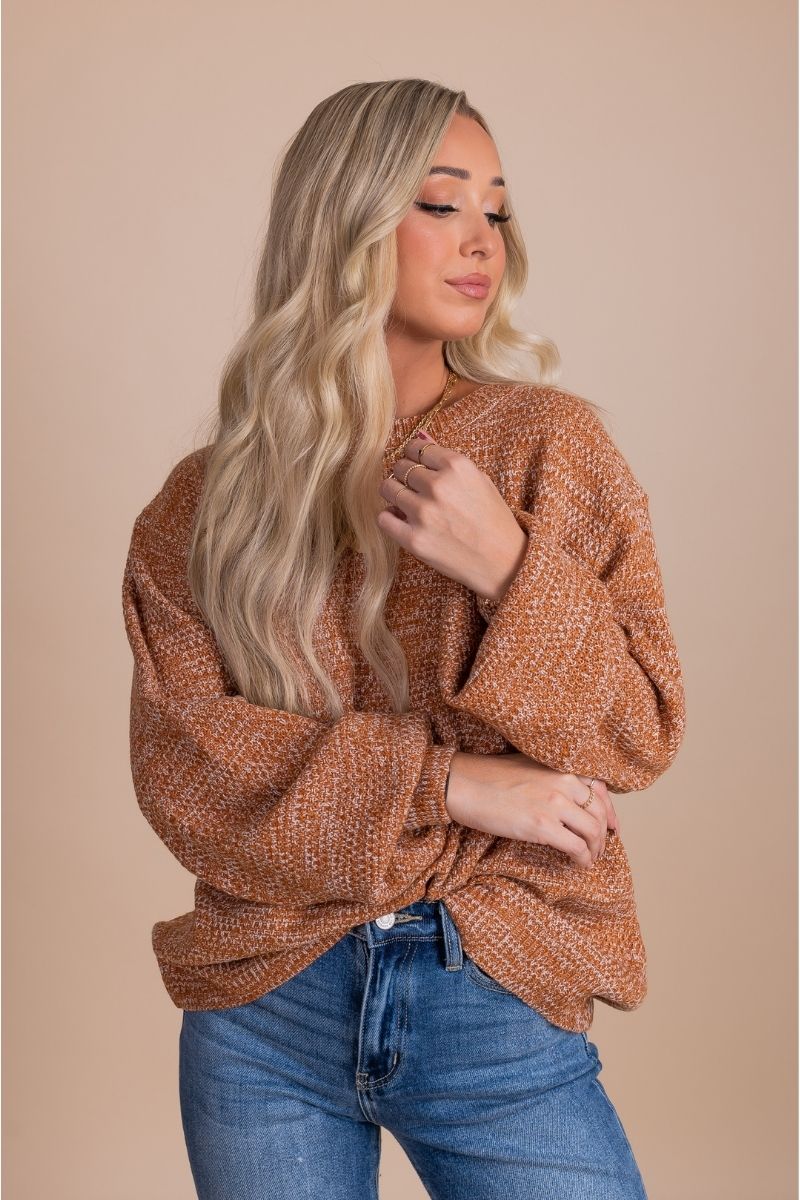 Orange balloon sleeve on sale sweater