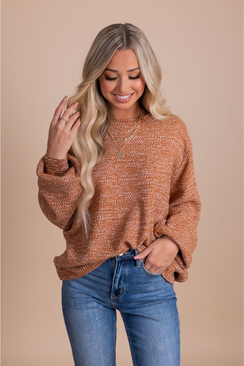 All The Right Things Balloon Sleeve Sweater - Orange