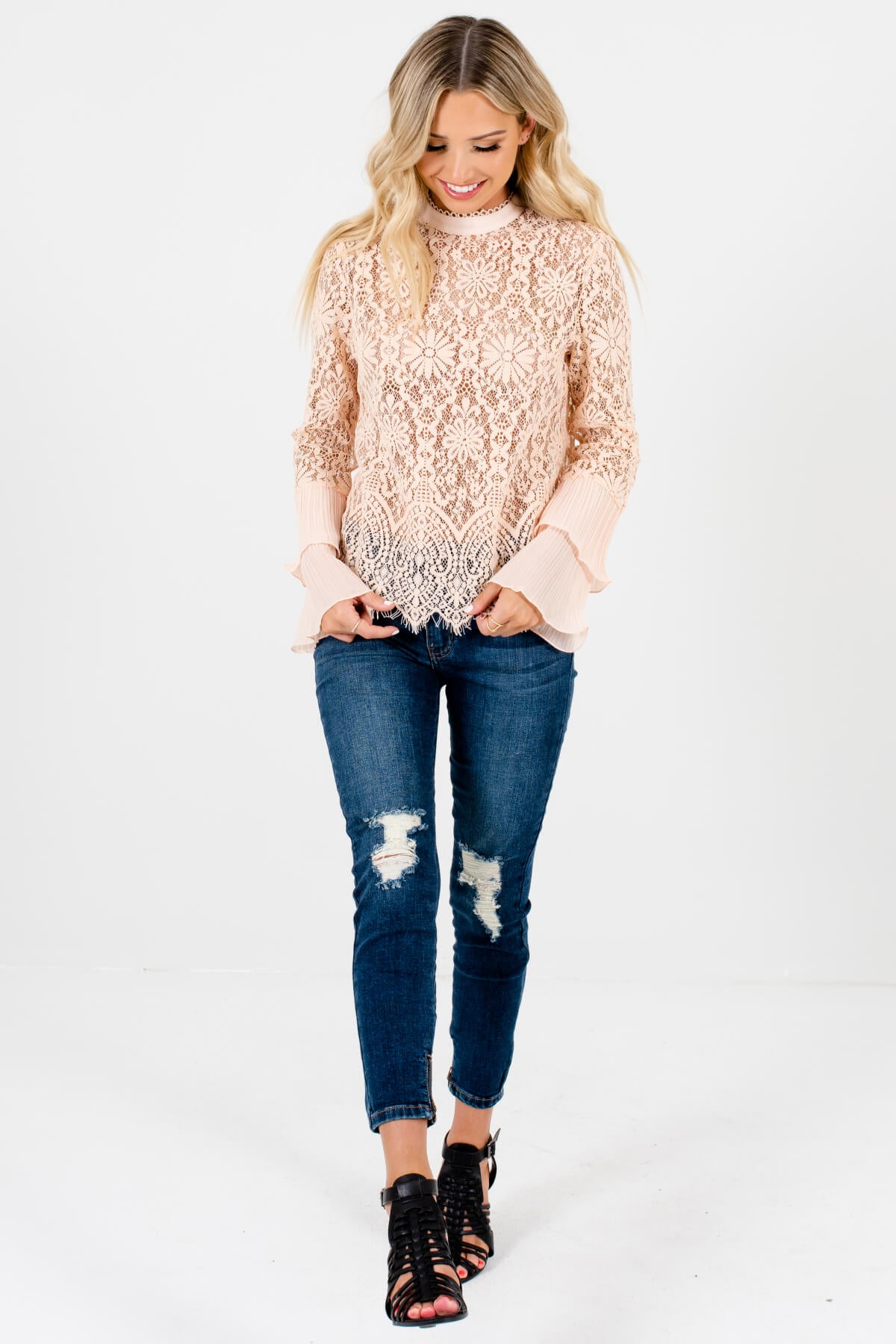 All Dressed Up Pink Lace Top Boutique Lace Tops for Women