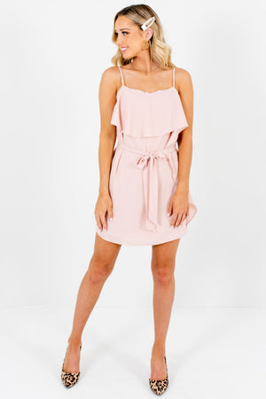 Women's Blush Pink Full Lining Boutique Mini Dresses