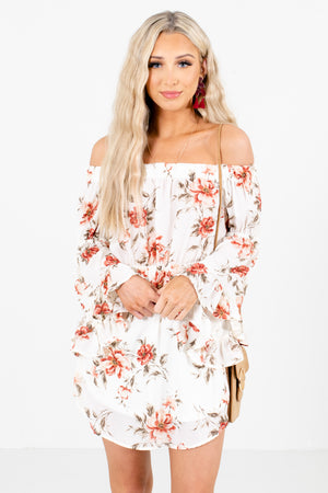 White Multicolored Floral Patterned Boutique Mini Dresses for Women
