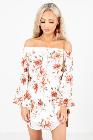 Women's White Elastic Waistband Boutique Mini Dress