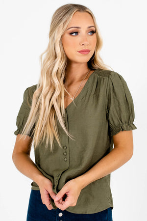 Olive Green Cute and Comfortable Boutique Tops for Women