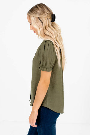 Women’s Olive Green Lightweight High-Quality Boutique Tops