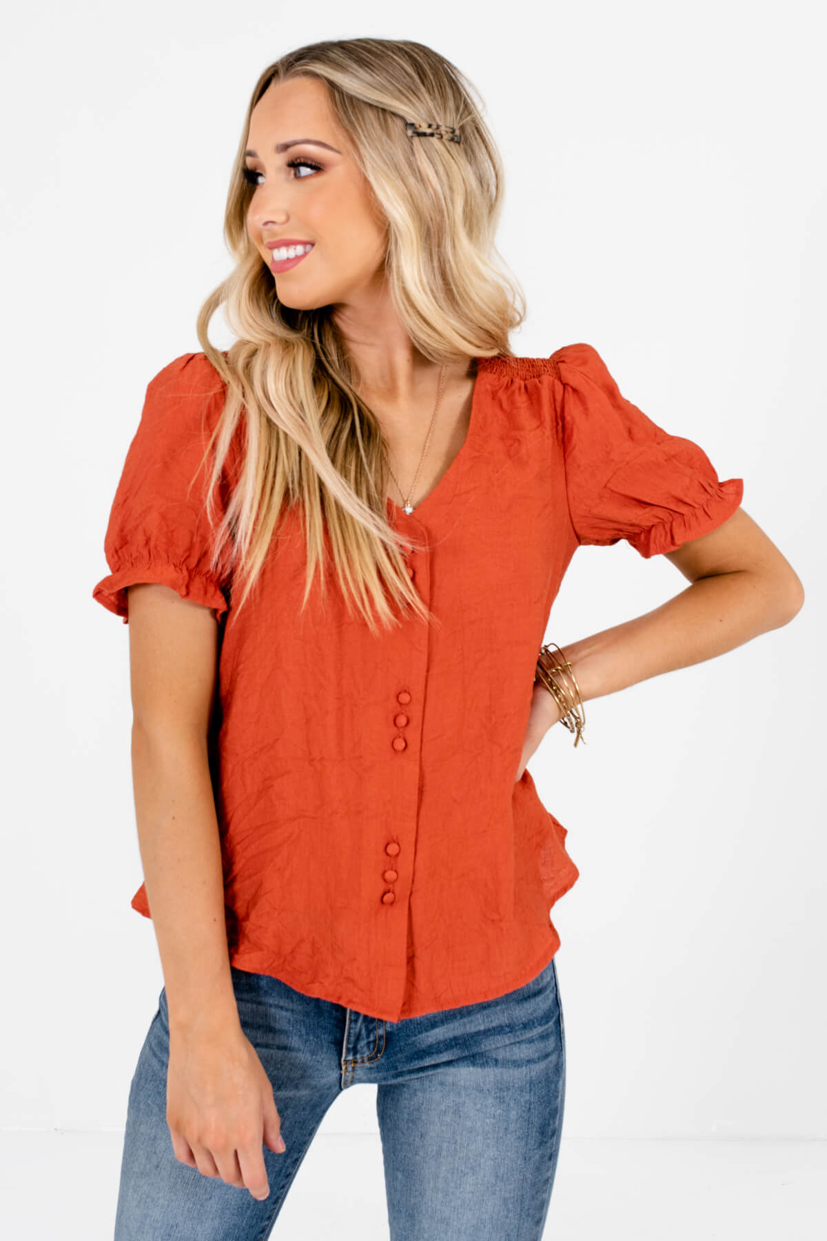 Rust Orange Cute and Comfortable Boutique Tops for Women