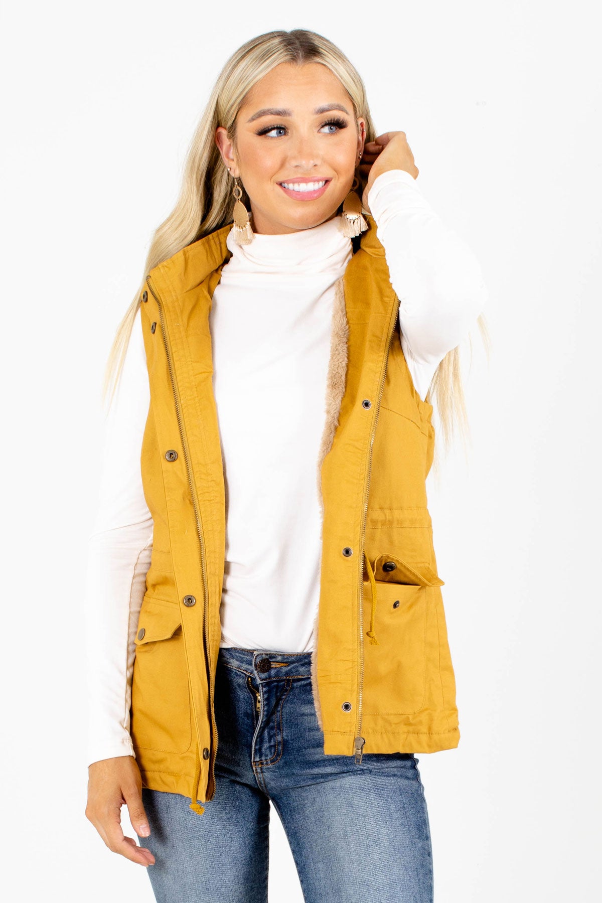 Mustard Cute and Comfortable Boutique Vests for Women