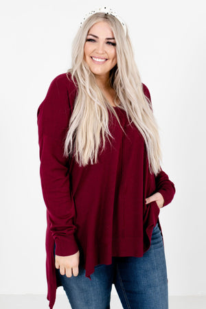 Women’s Burgundy Long Sleeve Boutique Sweater