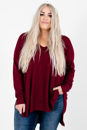 Burgundy Cute and Comfortable Boutique Sweaters for Women