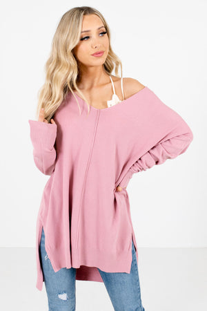 Pink Oversized Relaxed Fit Boutique Sweaters for Women