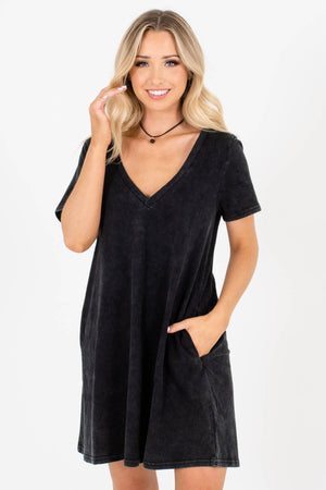Black Strappy Back Detailed Boutique Mini Dresses for Women