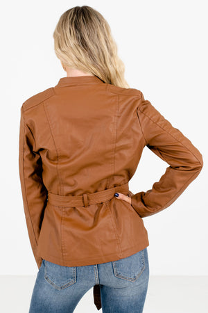 Women's Brown Zip-Up Front Boutique Jackets
