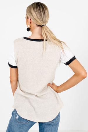 Women's Taupe Casual Everyday Boutique T-Shirts