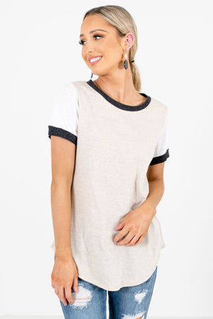Light Taupe Brown Lightweight High-Quality Boutique Tees for Women