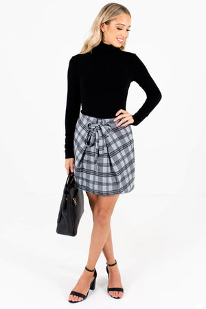 Women's Gray High-Quality Material Boutique Mini Skirt