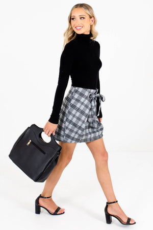 Gray Plaid Cute and Comfortable Boutique Mini Skirts for Women