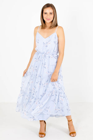 Blue Floral Patterned Boutique Dresses for Women