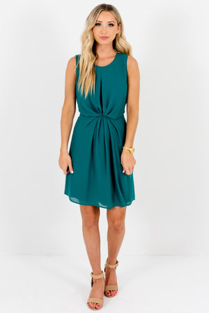 Green Gathered Waist Flattering Mini Dresses for Women