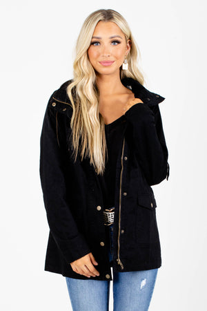 Black Boutique Jacket with Pockets for Women