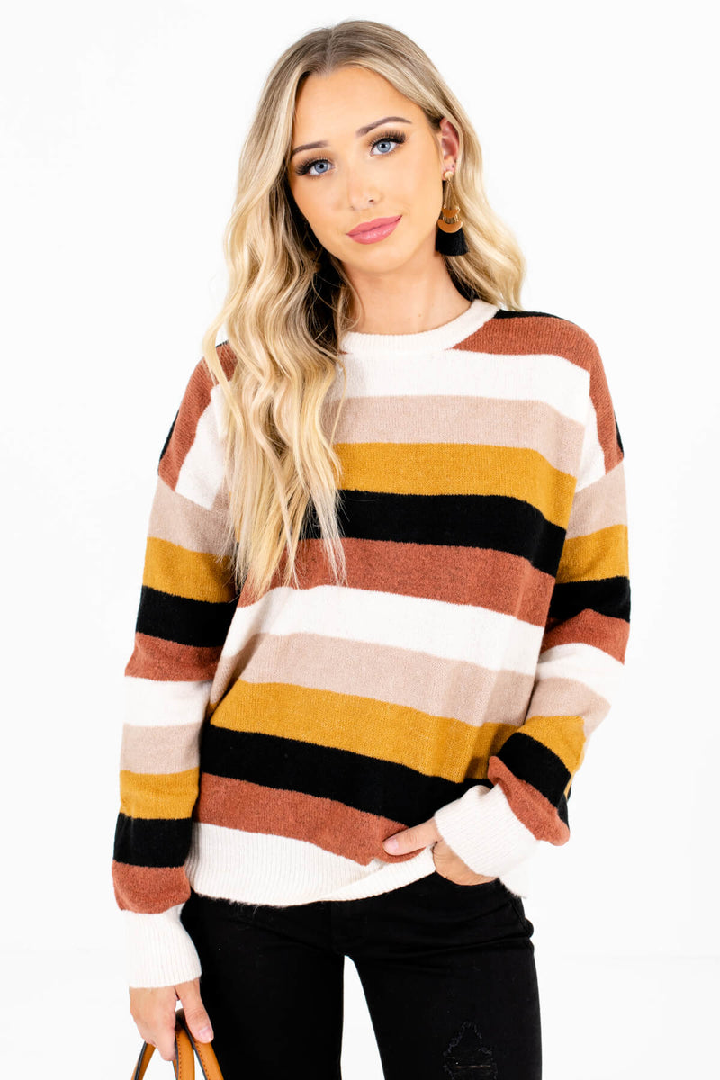 Autumn Wishes Cream Multi Striped Sweater