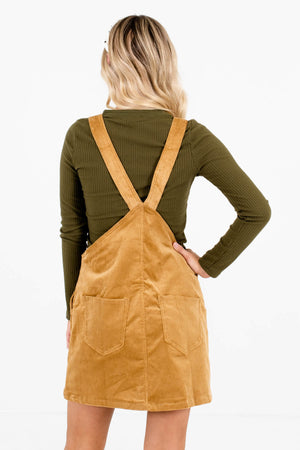 Women's Camel Brown Button-Up Front Boutique Mini Dress