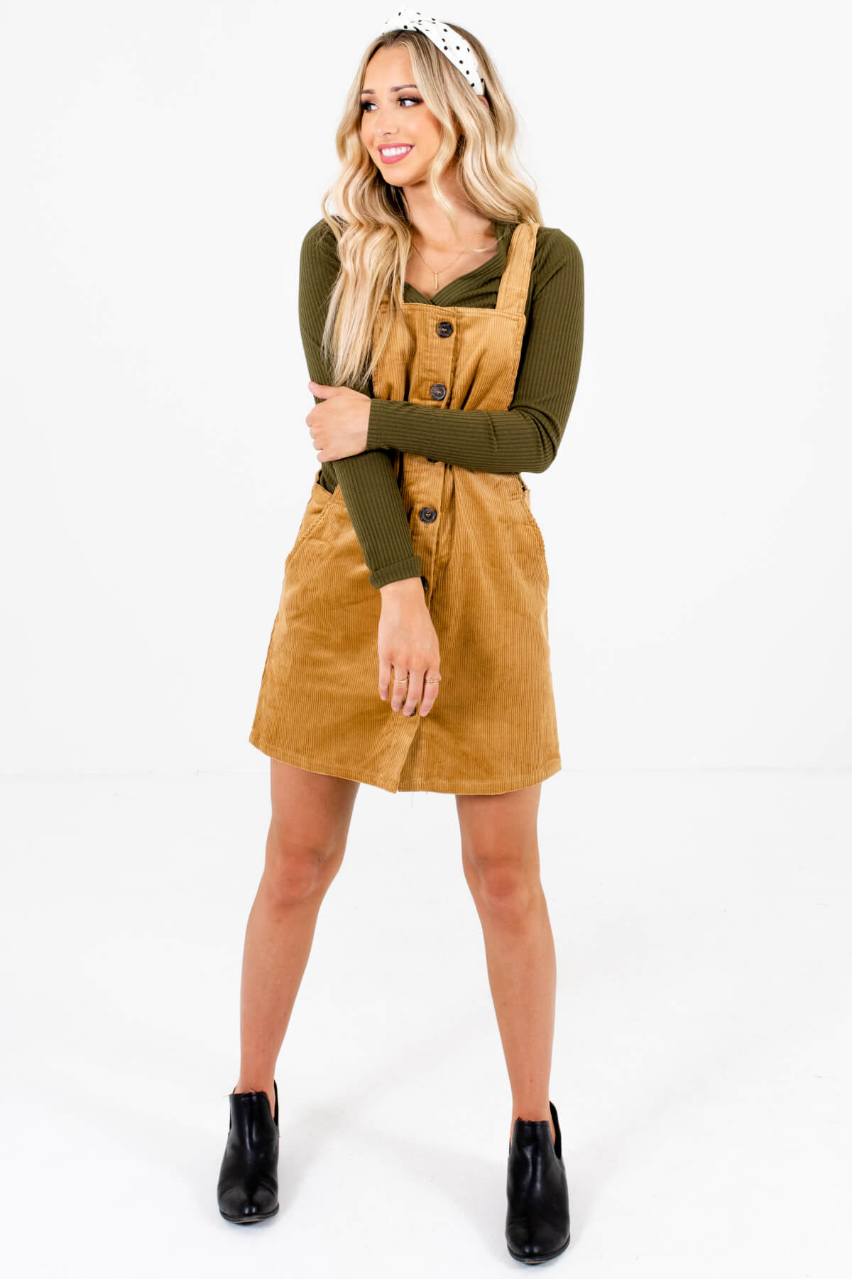 Women's Camel Brown High-Quality Lightweight Material Boutique Mini Dress