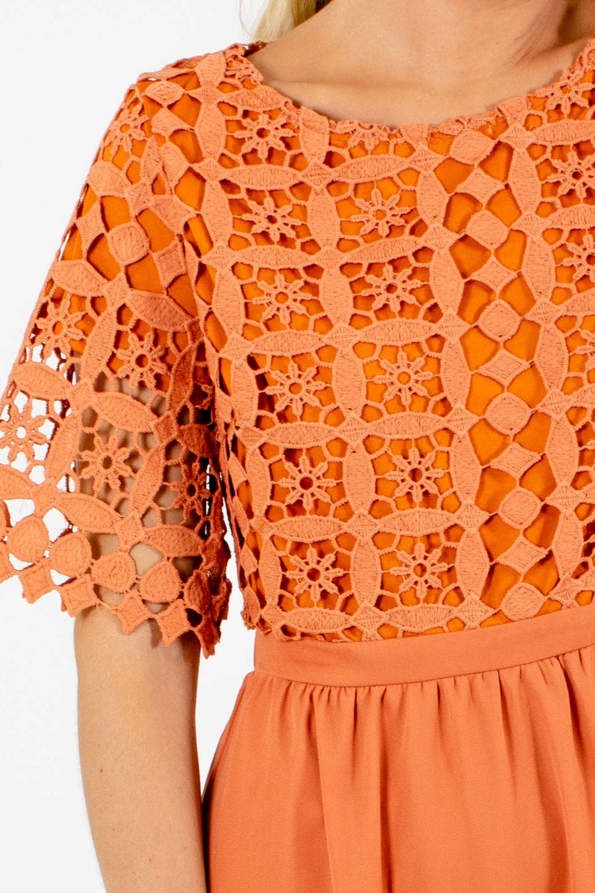 Orange Cute and Comfortable Boutqiue Midi Dresses for Women