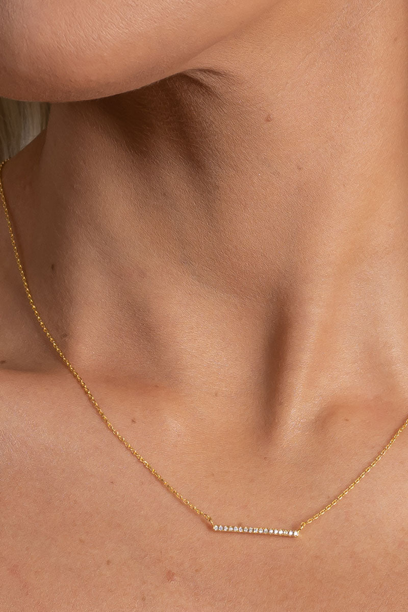 Diamond Bar Necklace - Gold