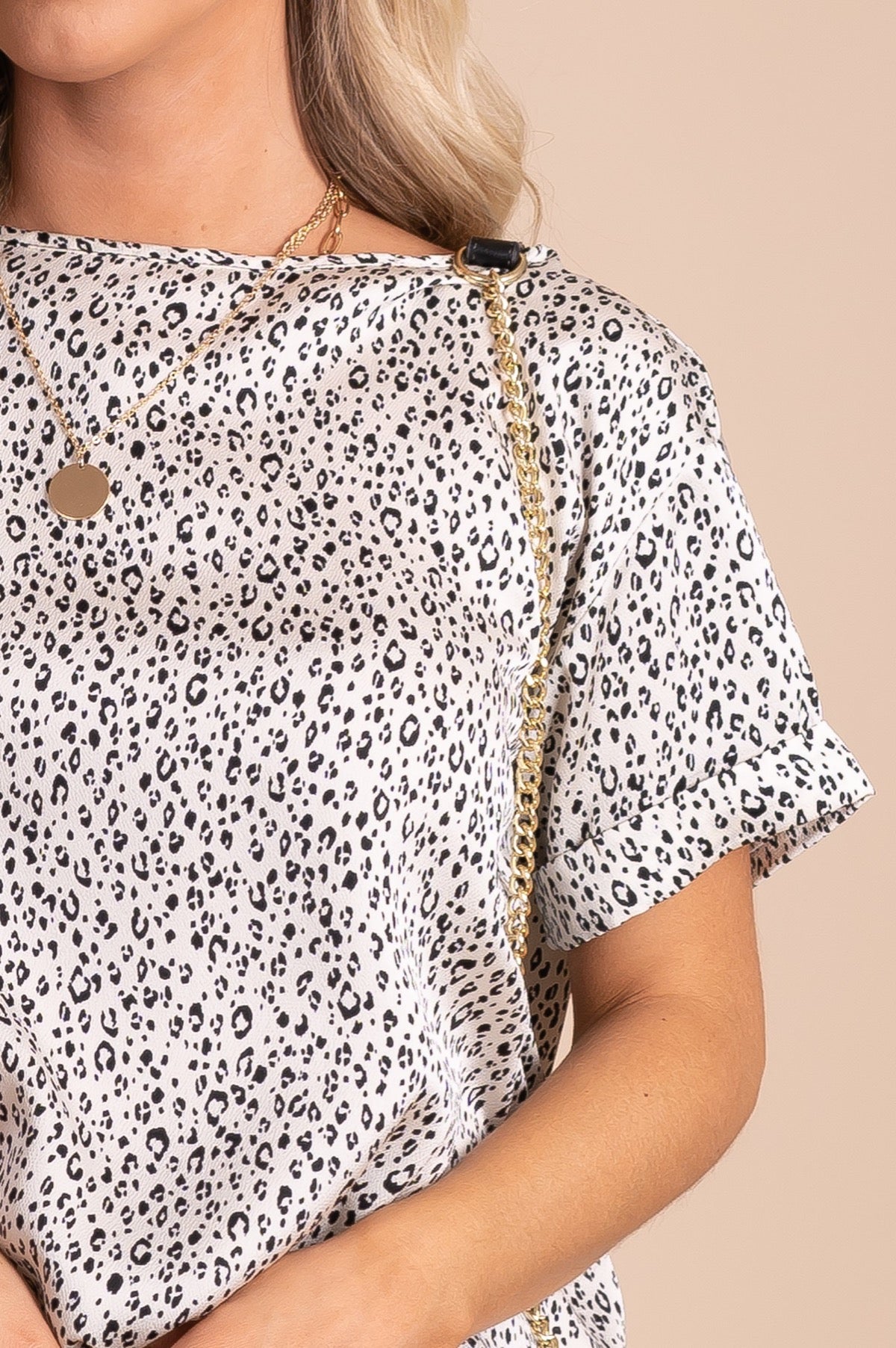 black leopard print detailed blouse