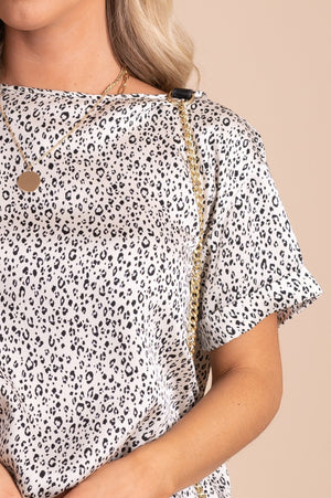 black leopard print detailed blouse