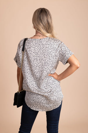 women's boutique short sleeve leopard print top