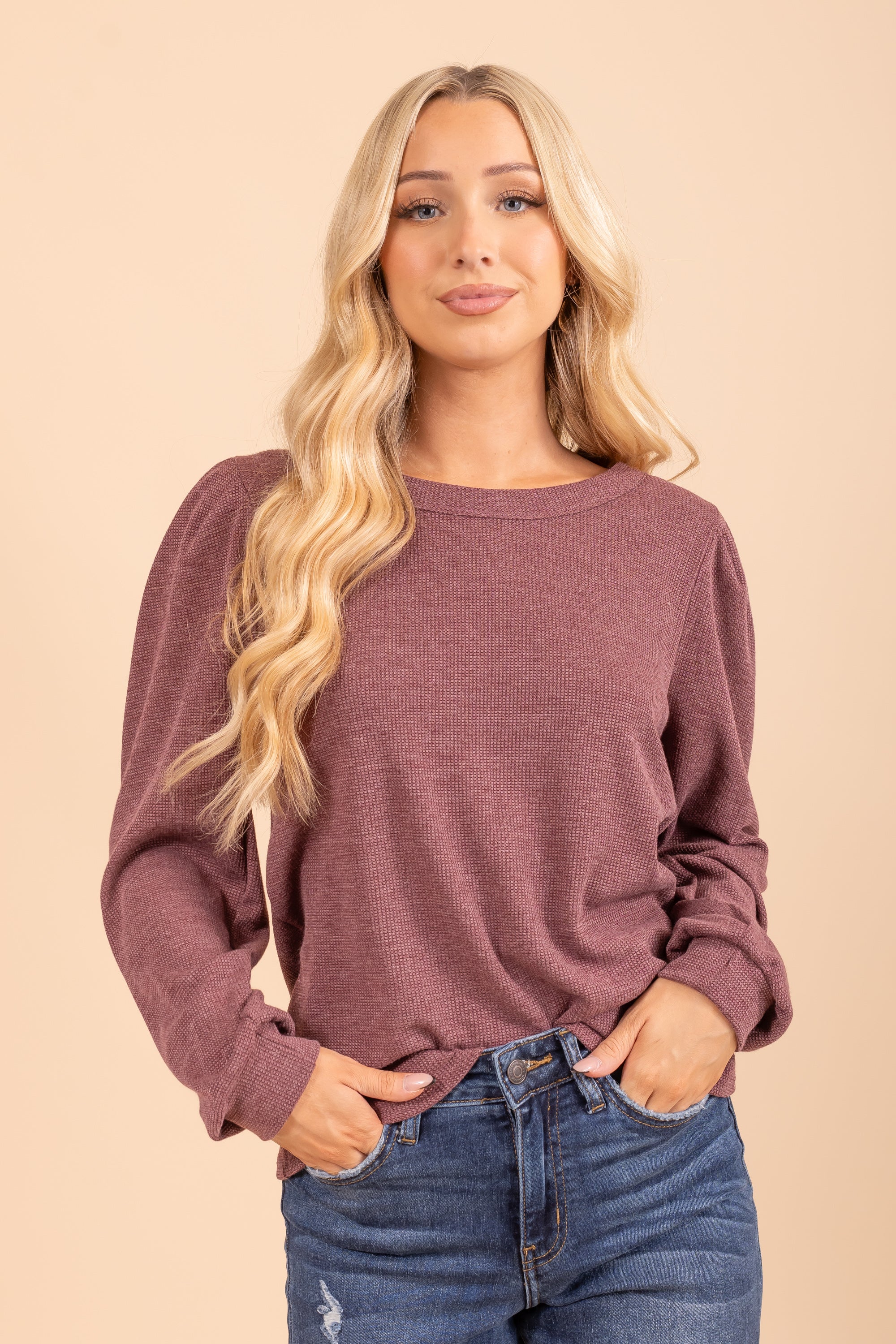 Thermal Puff Sleeve Pullover