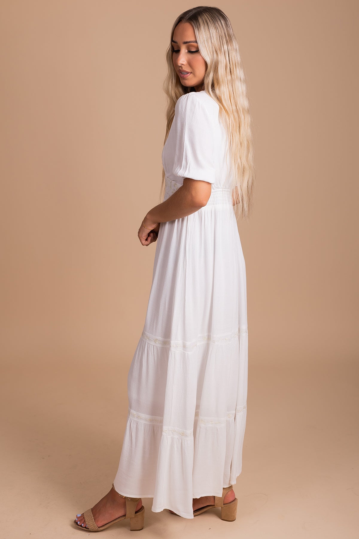 Tiered Maxi Dress in White for Women