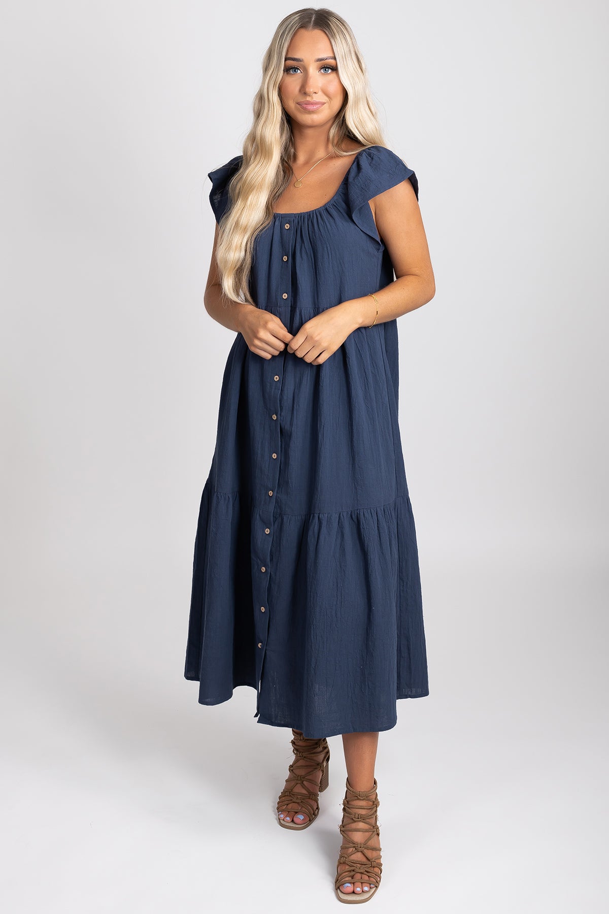 Women's Boutique Navy Blue Midi Dress