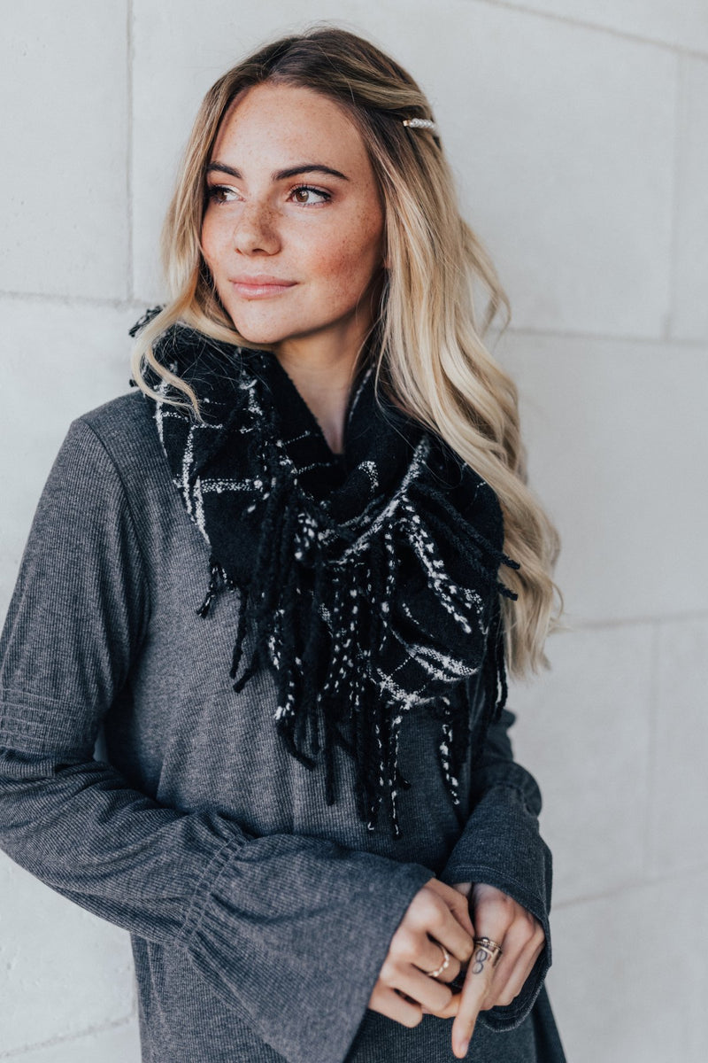 Made With Love Black Plaid Scarf